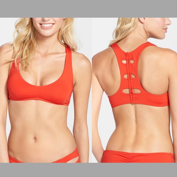 NEW $58 Becca‎ Color Code Racerback Bikini Top in CAN Orange [SZ Large ] - Picture 1 of 12